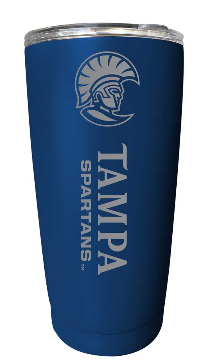 University of Tampa Spartans Etched 16 oz Stainless Steel Tumbler (Choose Your Color)