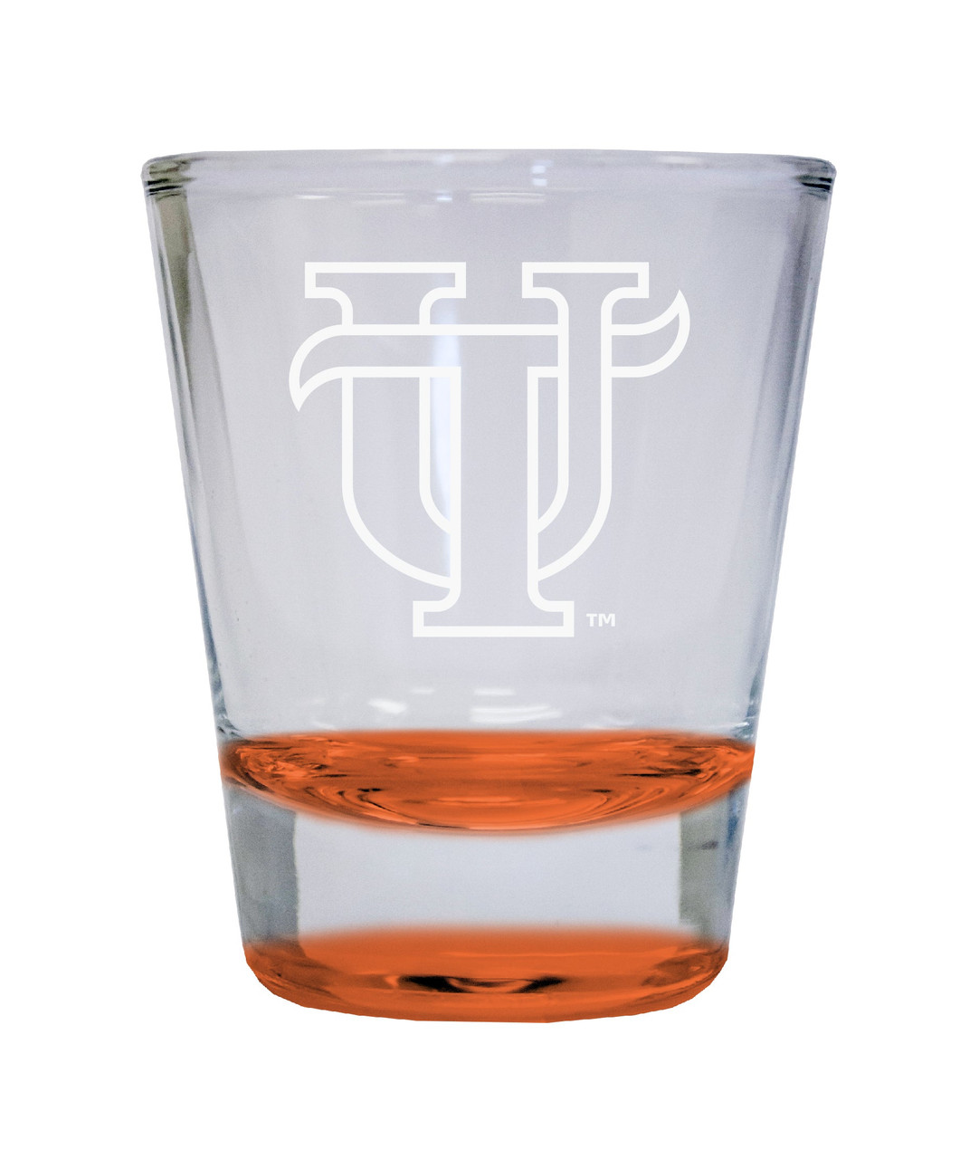 University of Tampa Spartans Etched Round Shot Glass 2 oz Orange