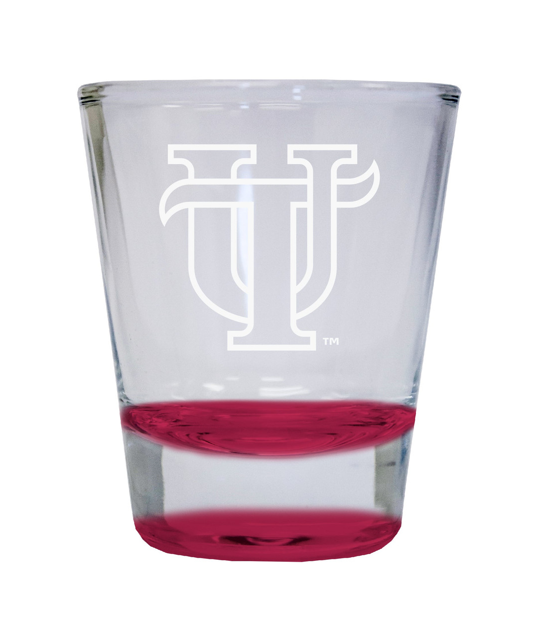 University of Tampa Spartans Etched Round Shot Glass 2 oz Red