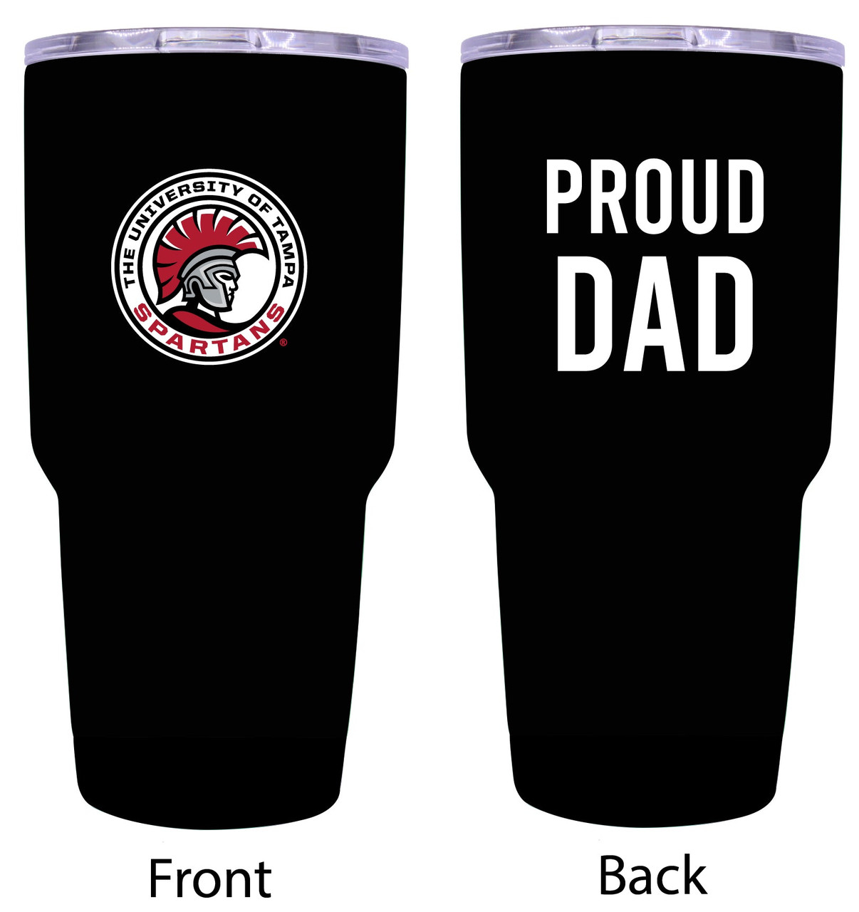 University of Tampa Spartans Proud Dad 24 oz Insulated Stainless Steel Tumblers Black.