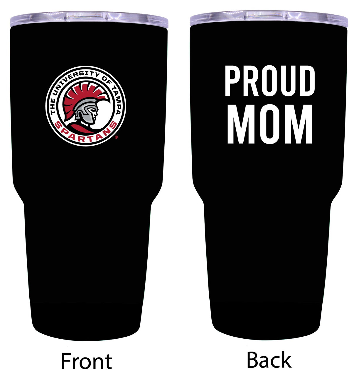 University of Tampa Spartans Proud Mom 24 oz Insulated Stainless Steel Tumblers Black.