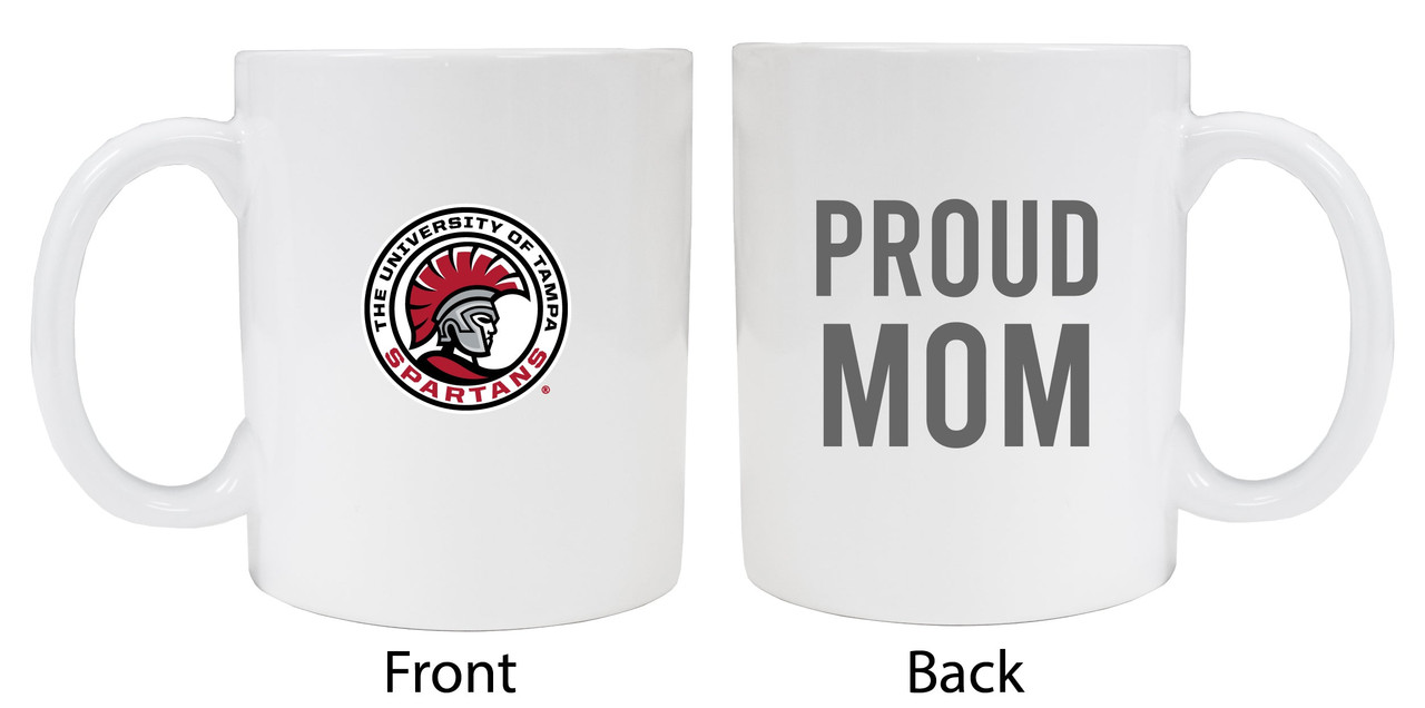 University of Tampa Spartans Proud Mom White Ceramic Coffee Mug 2-Pack (White).