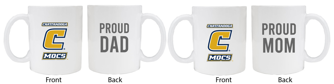 University of Tennessee at Chattanooga Proud Mom And Dad White Ceramic Coffee Mug 2 pack (White).