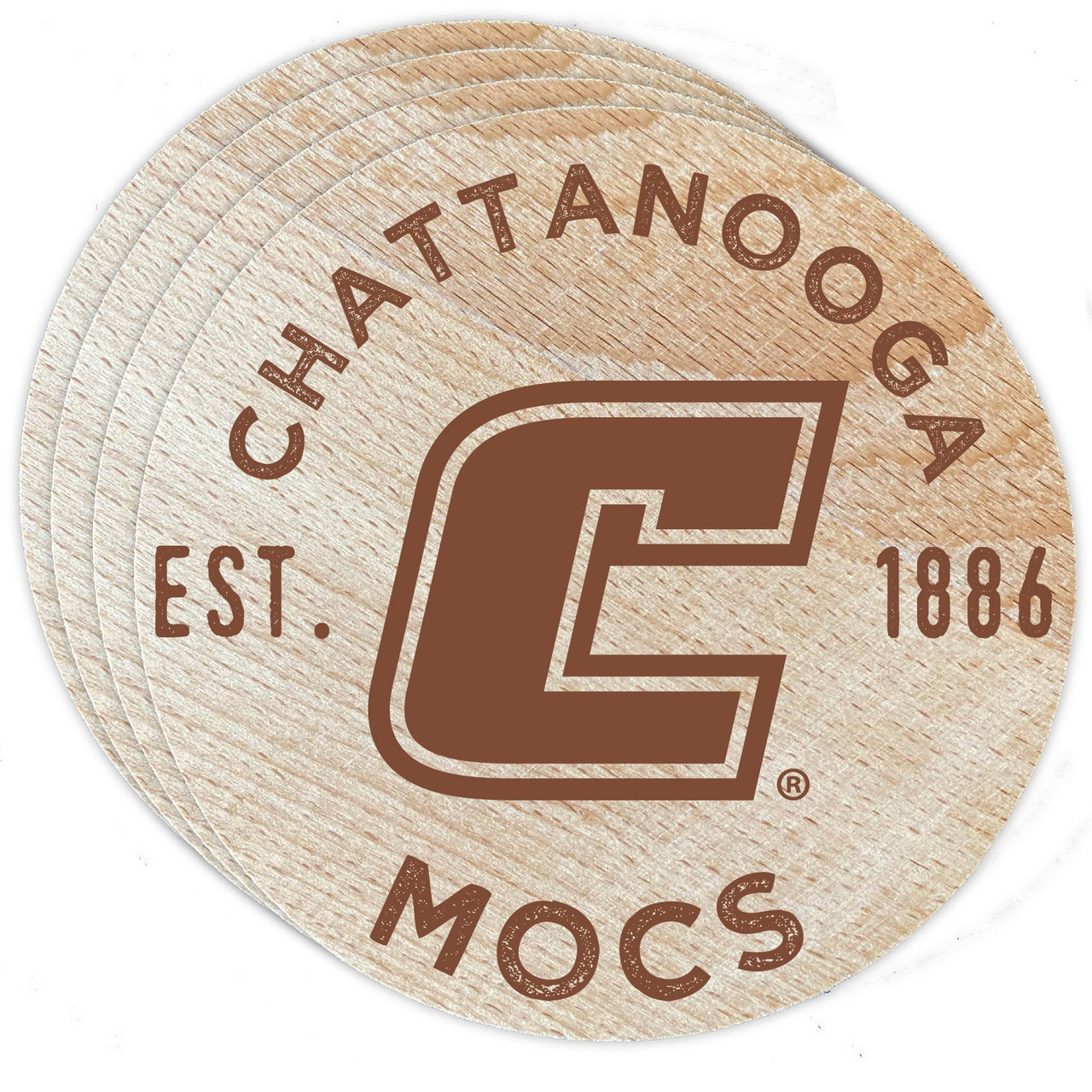 University of Tennessee at Chattanooga Wood Coaster Engraved 4 Pack