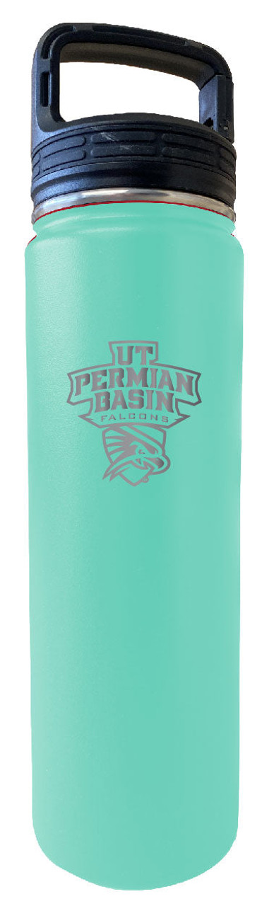 University of Texas of the Permian Basin 32 oz Engraved Insulated Double Wall Stainless Steel Water Bottle Tumbler (Seafoam)