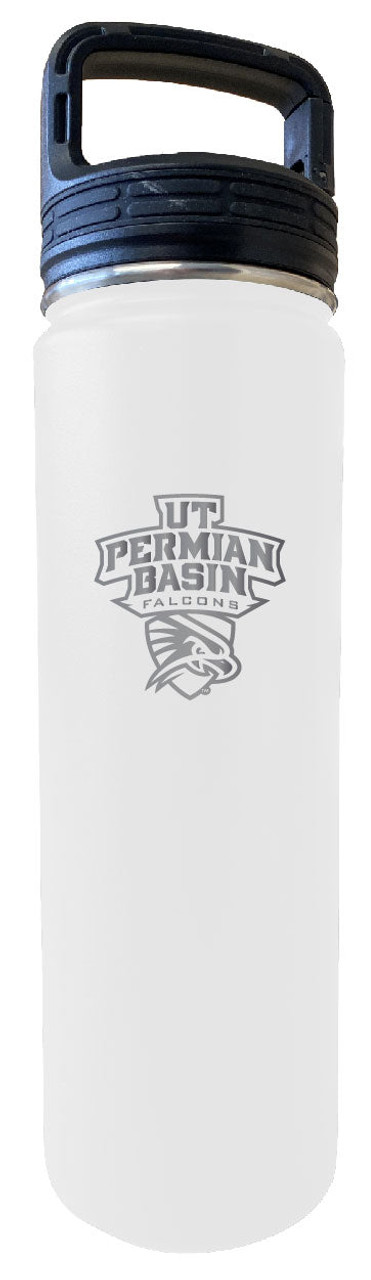 University of Texas of the Permian Basin 32 oz Engraved Insulated Double Wall Stainless Steel Water Bottle Tumbler (White)