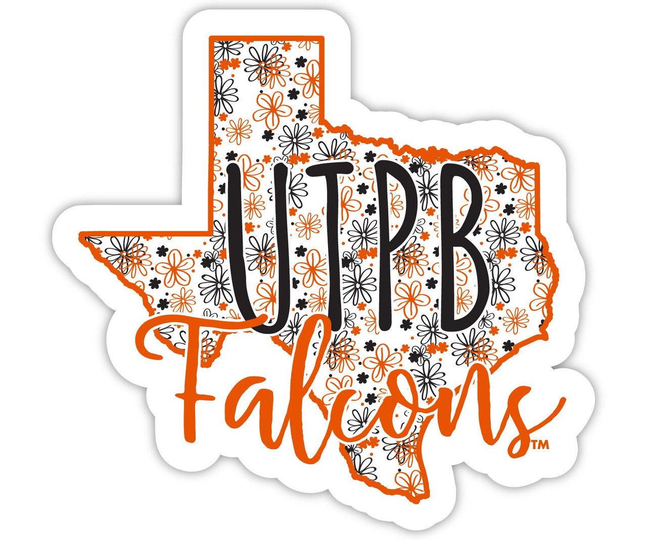 University of Texas of The Permian Basin Floral State Die Cut Decal 2-Inch