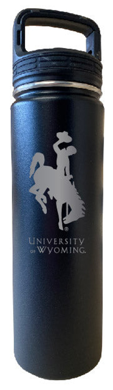 University of Wyoming 32 oz Engraved Insulated Double Wall Stainless Steel Water Bottle Tumbler (Black)