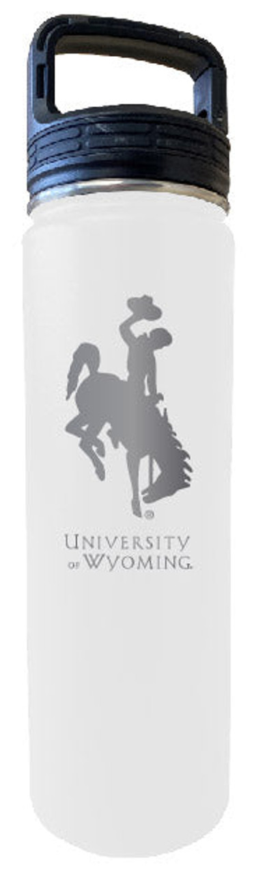 University of Wyoming 32 oz Engraved Insulated Double Wall Stainless Steel Water Bottle Tumbler (White)
