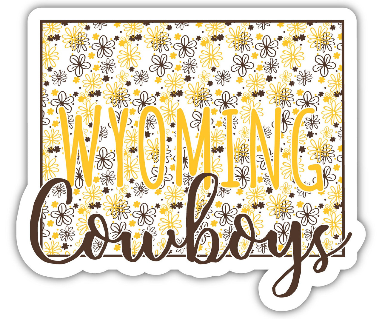 University of Wyoming Floral State Die Cut Decal 2-Inch