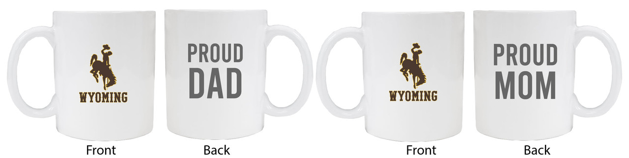 University of Wyoming Proud Mom And Dad White Ceramic Coffee Mug 2 pack (White).