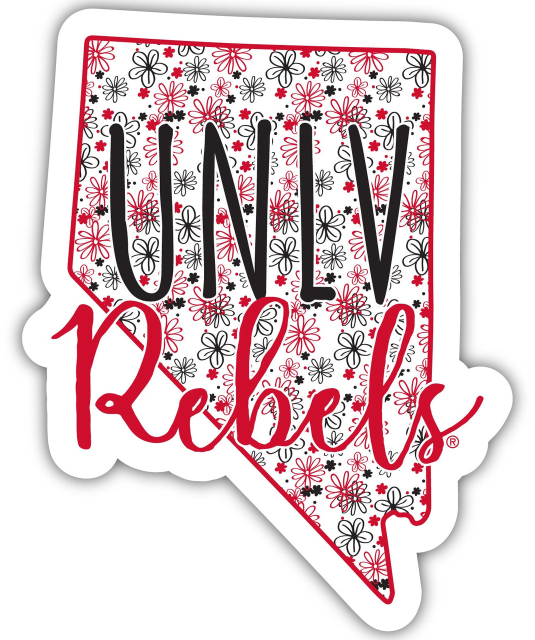 UNLV Rebels Floral State Die Cut Decal 4-Inch