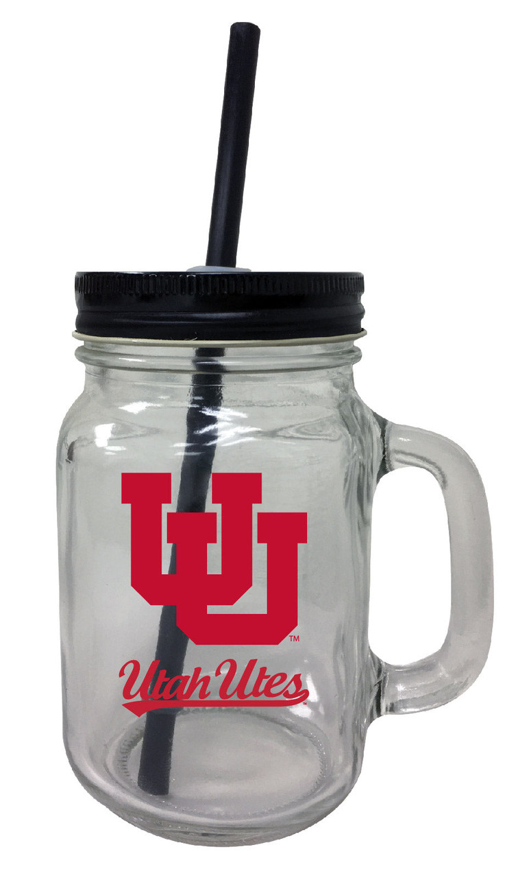 Utah Utes 16 oz Mason Jar Glass 2 Pack