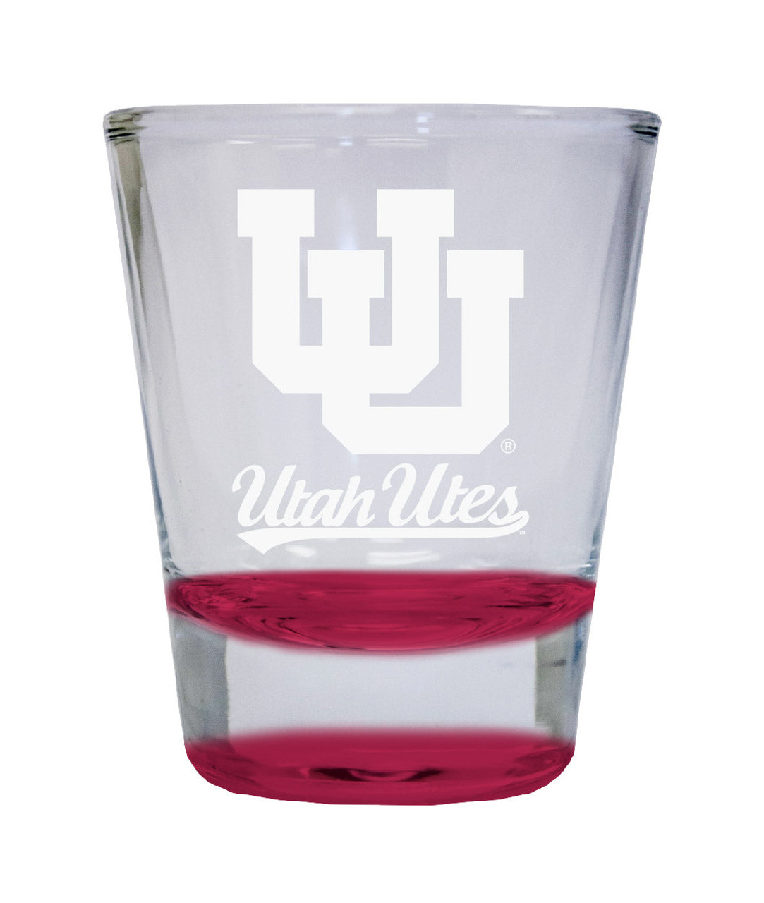 Utah Utes Etched Round Shot Glass 2 oz Red