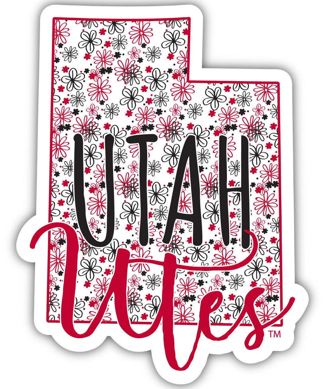 Utah Utes Floral State Die Cut Decal 2-Inch