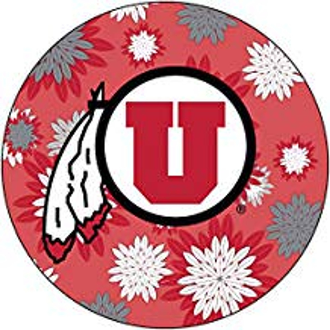 Utah Utes NCAA Collegiate Trendy Floral Flower Fashion Pattern 4 Inch Round Decal Sticker