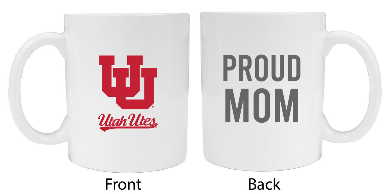 Utah Utes Proud Mom White Ceramic Coffee Mug (White).