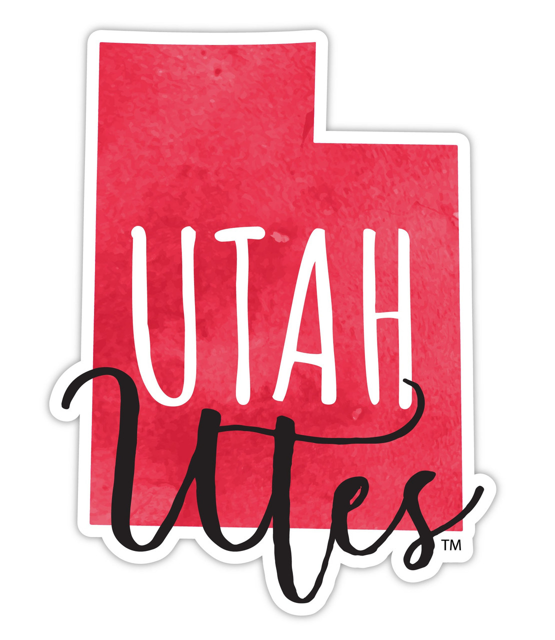 Utah Utes Watercolor State Die Cut Decal 2-Inch