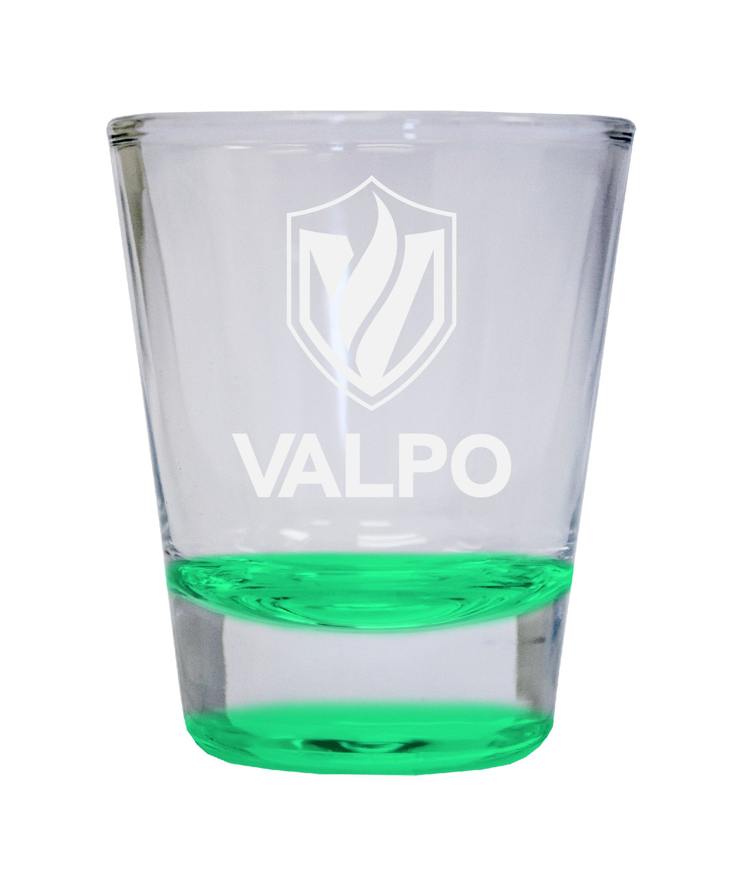 Valparaiso University Etched Round Shot Glass 2 oz Green