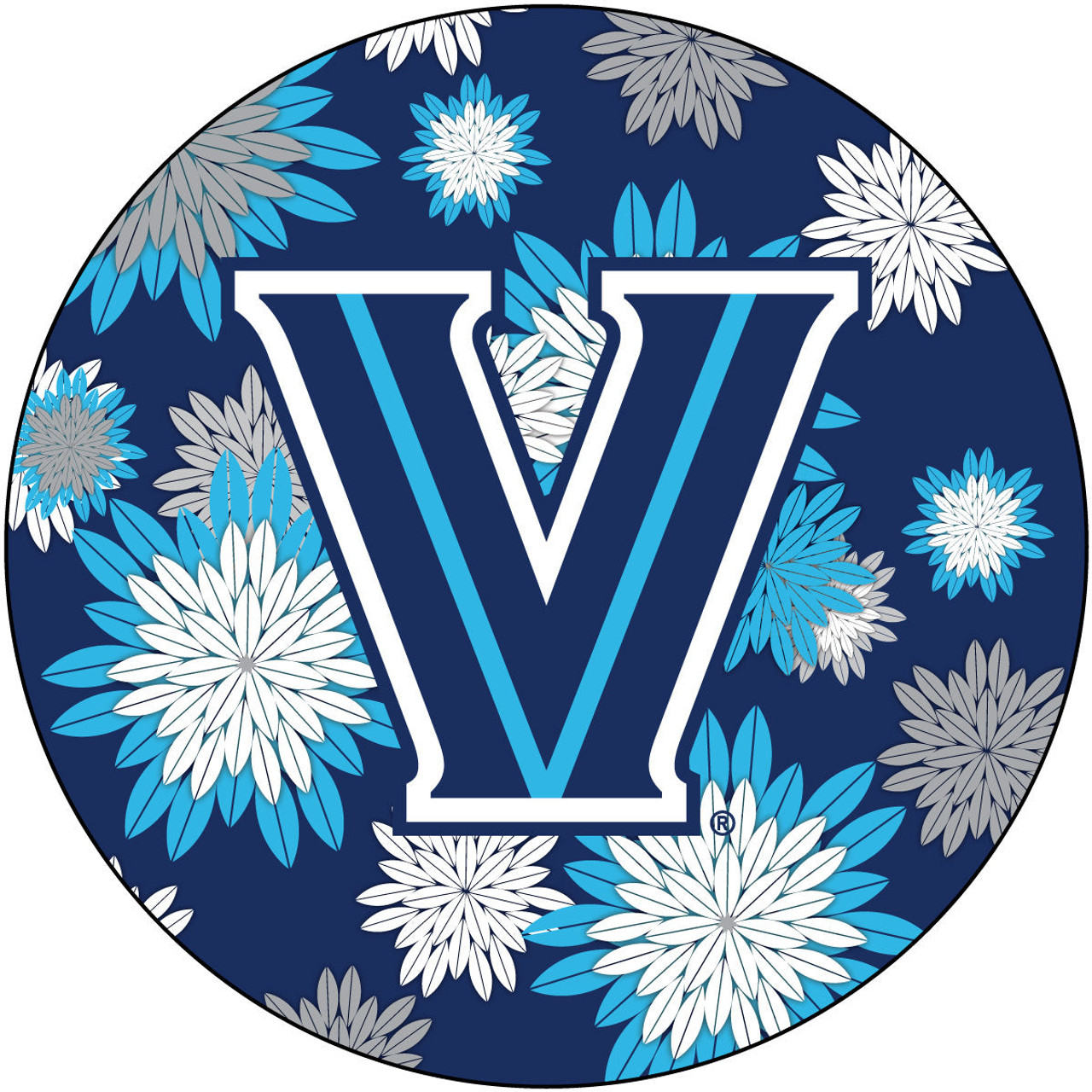 Villanova Wildcats NCAA Collegiate Trendy Floral Flower Fashion Pattern 4 Inch Round Decal Sticker