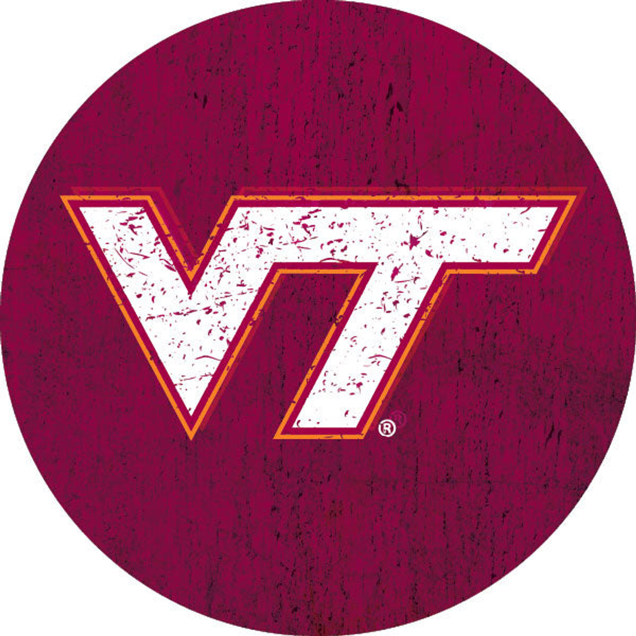 Virginia Polytechnic Institute VT Hokies Distressed Wood Grain 4 Inch Round Magnet