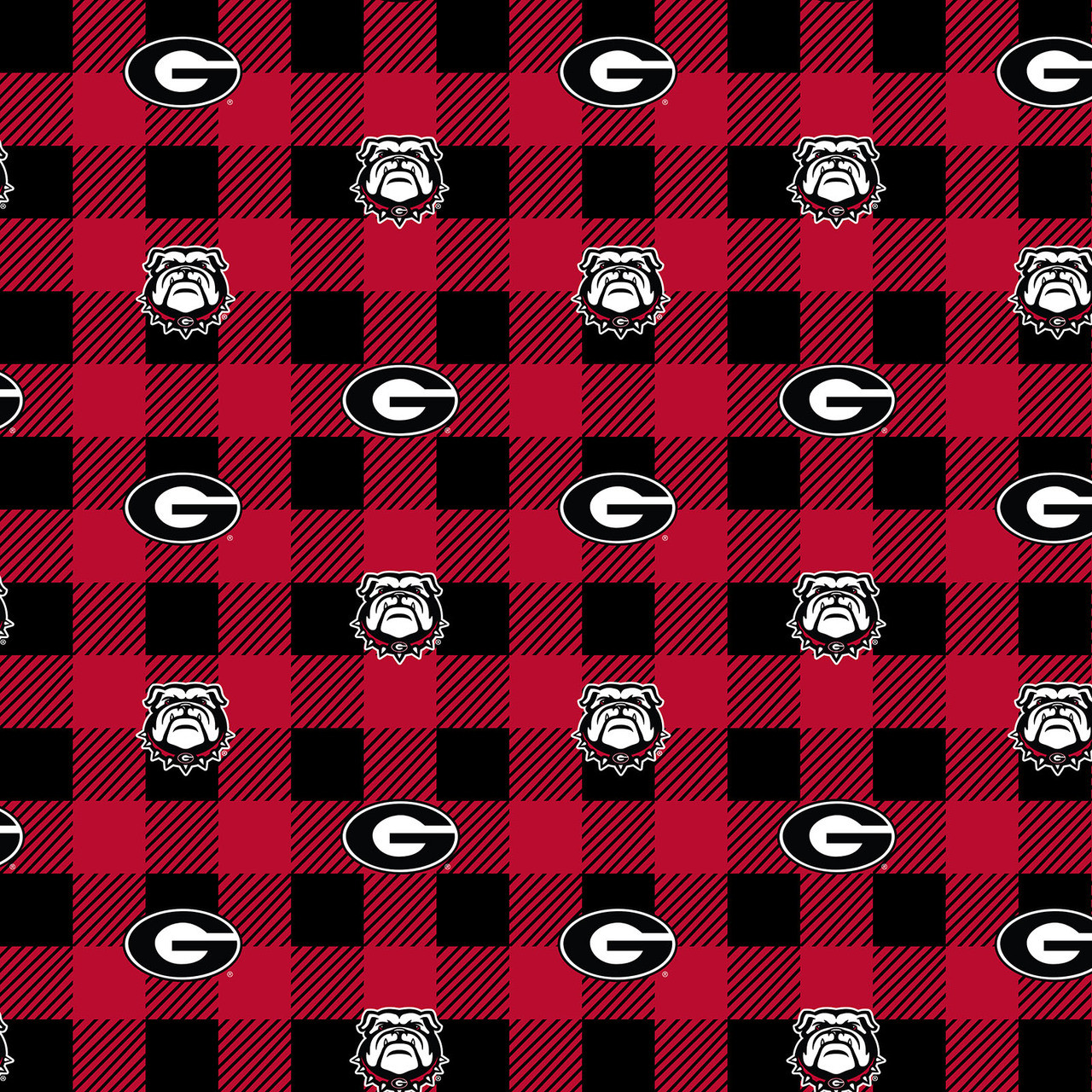 12 yard of 42 University of Georgia Bulldogs UGA Buffalo Check Fabric 100% Cotton
