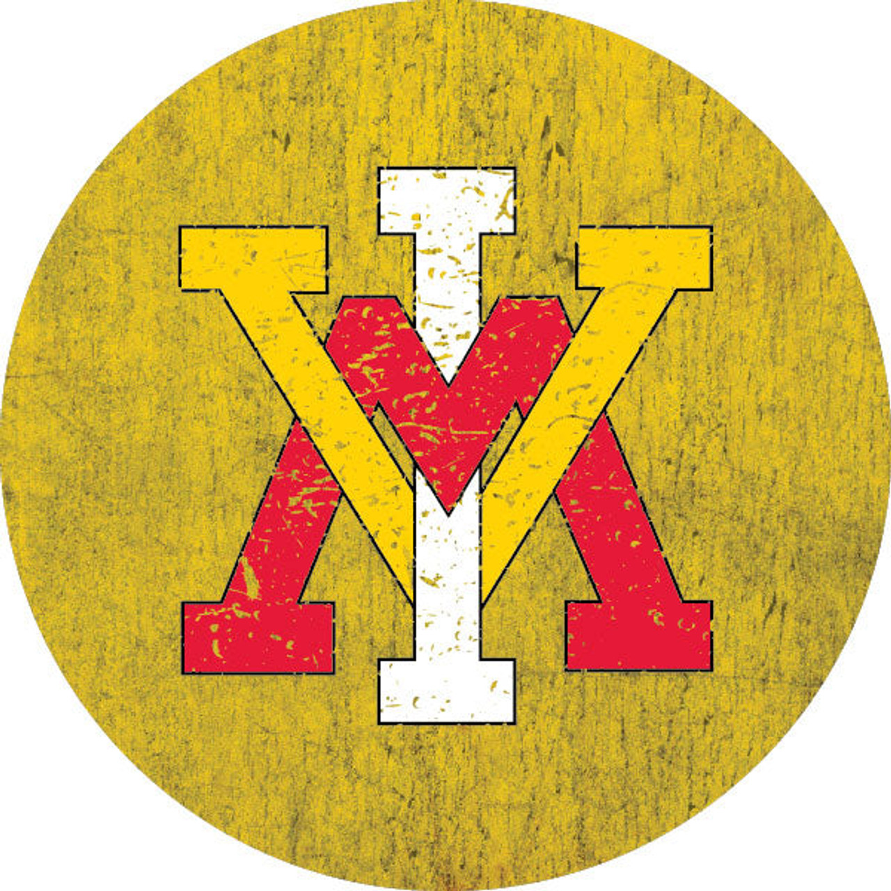 VMI Keydets Distressed Wood Grain 4 Inch Round Magnet