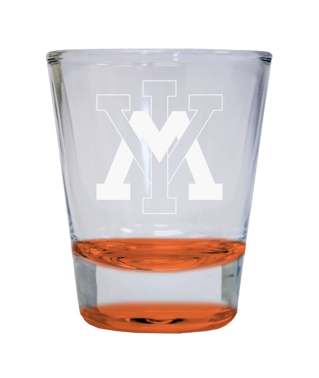 VMI Keydets Etched Round Shot Glass 2 oz Orange