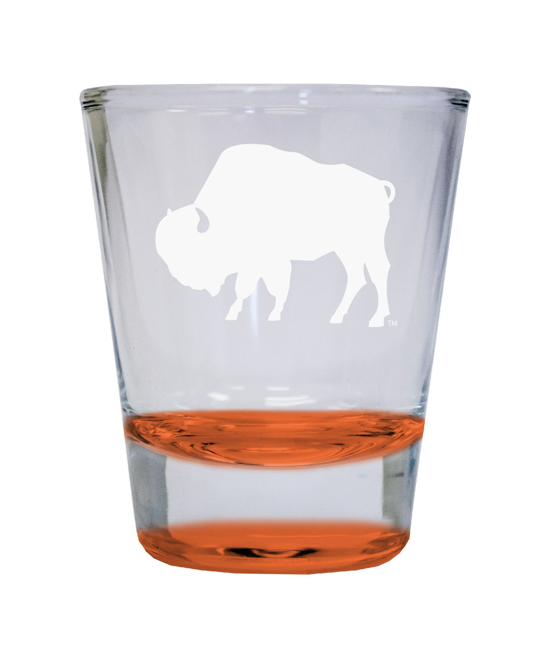 West Texas A&M Buffaloes Etched Round Shot Glass 2 oz Orange