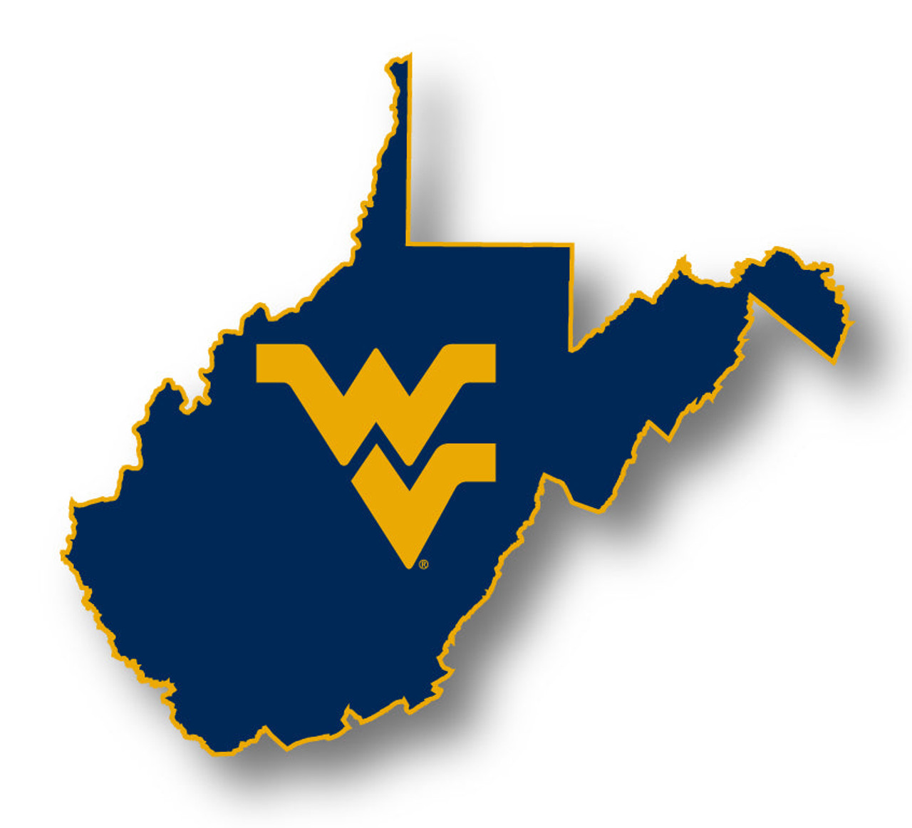 West Virginia Mountaineers 4 Inch State Shape Vinyl Decal Sticker