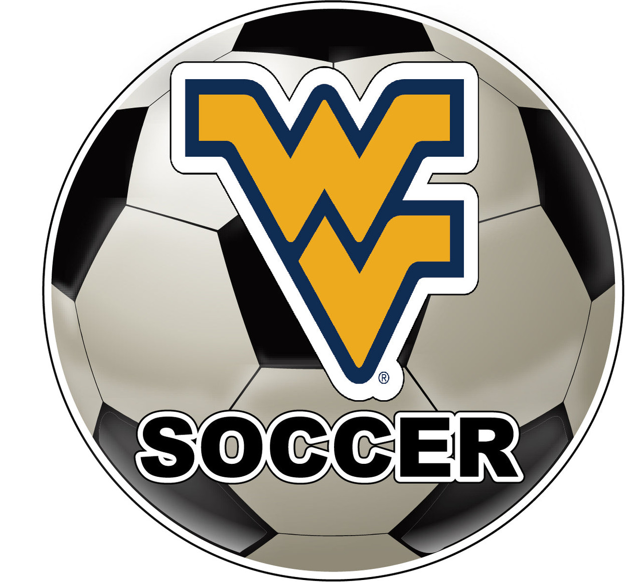 West Virginia Mountaineers 4-Inch Round Soccer Ball Vinyl Decal Sticker