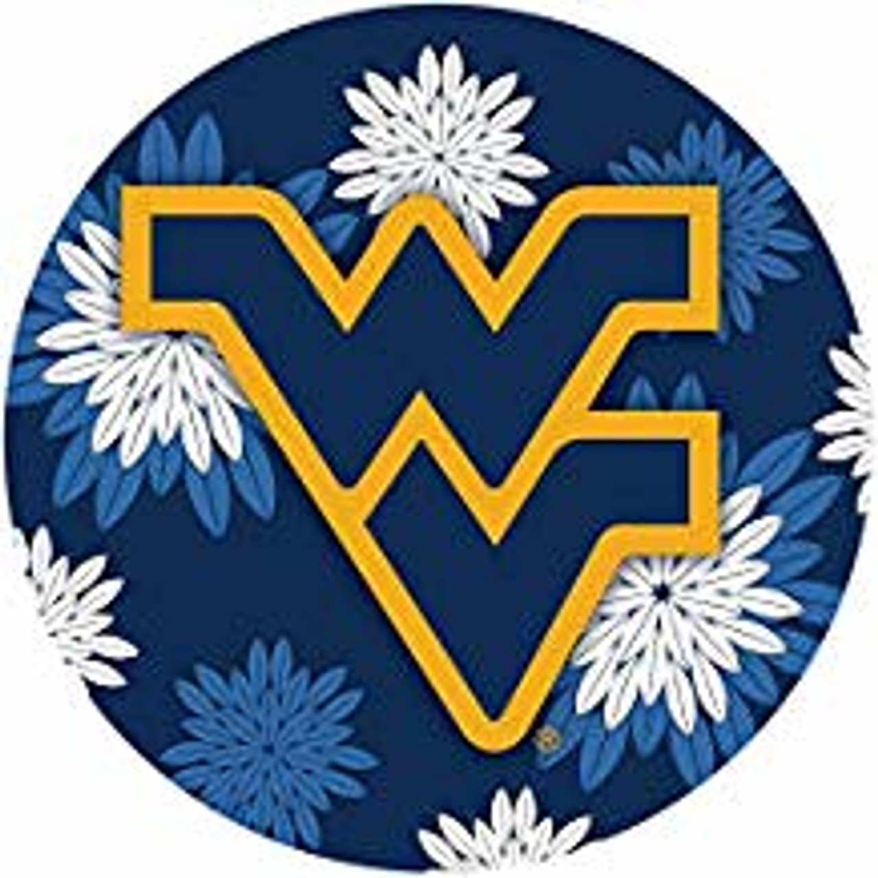 West Virginia Mountaineers NCAA Collegiate Trendy Floral Flower Fashion Pattern 4 Inch Round Decal Sticker