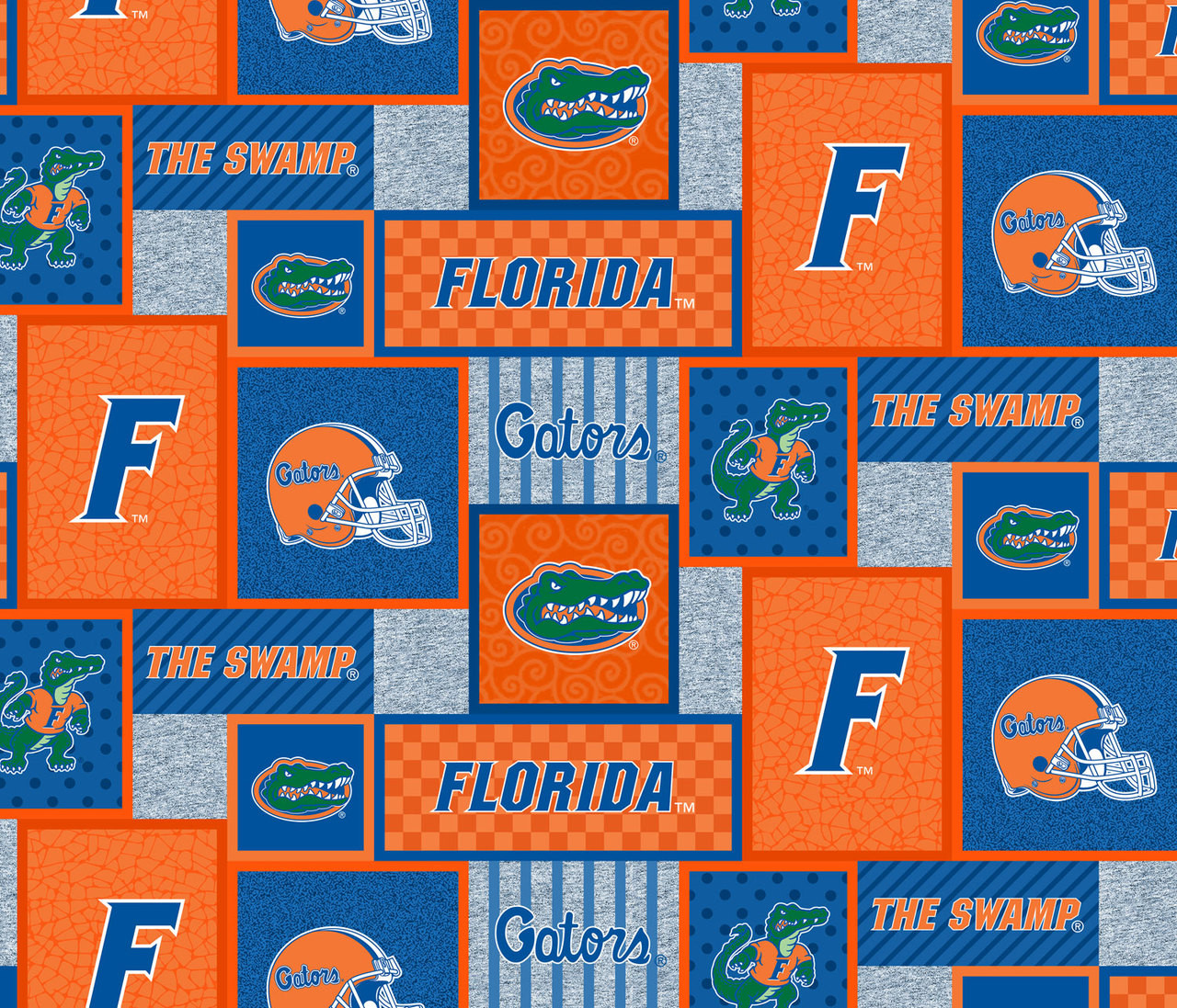 University of Florida Fleece Fabric with College Patch Design-Sold by the yard