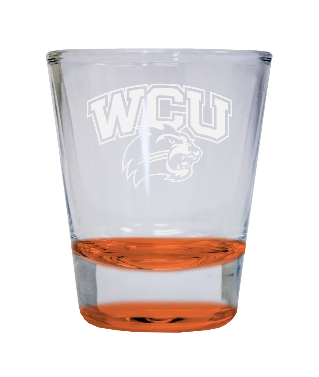 Western Carolina University Etched Round Shot Glass 2 oz Orange