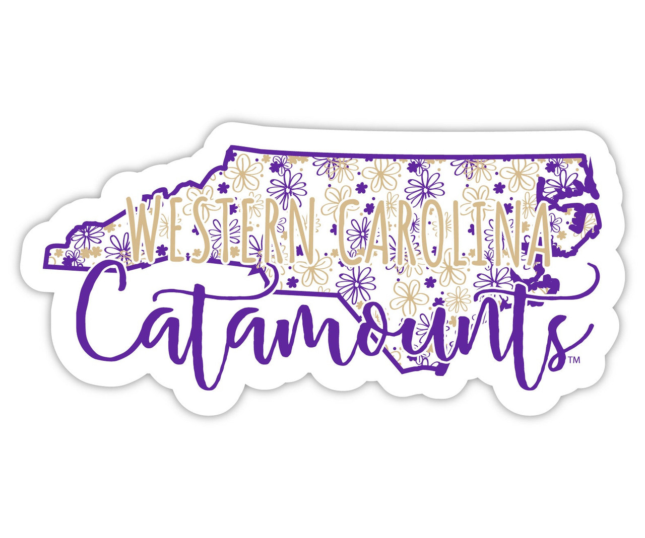 Western Carolina University Floral State Die Cut Decal 4-Inch