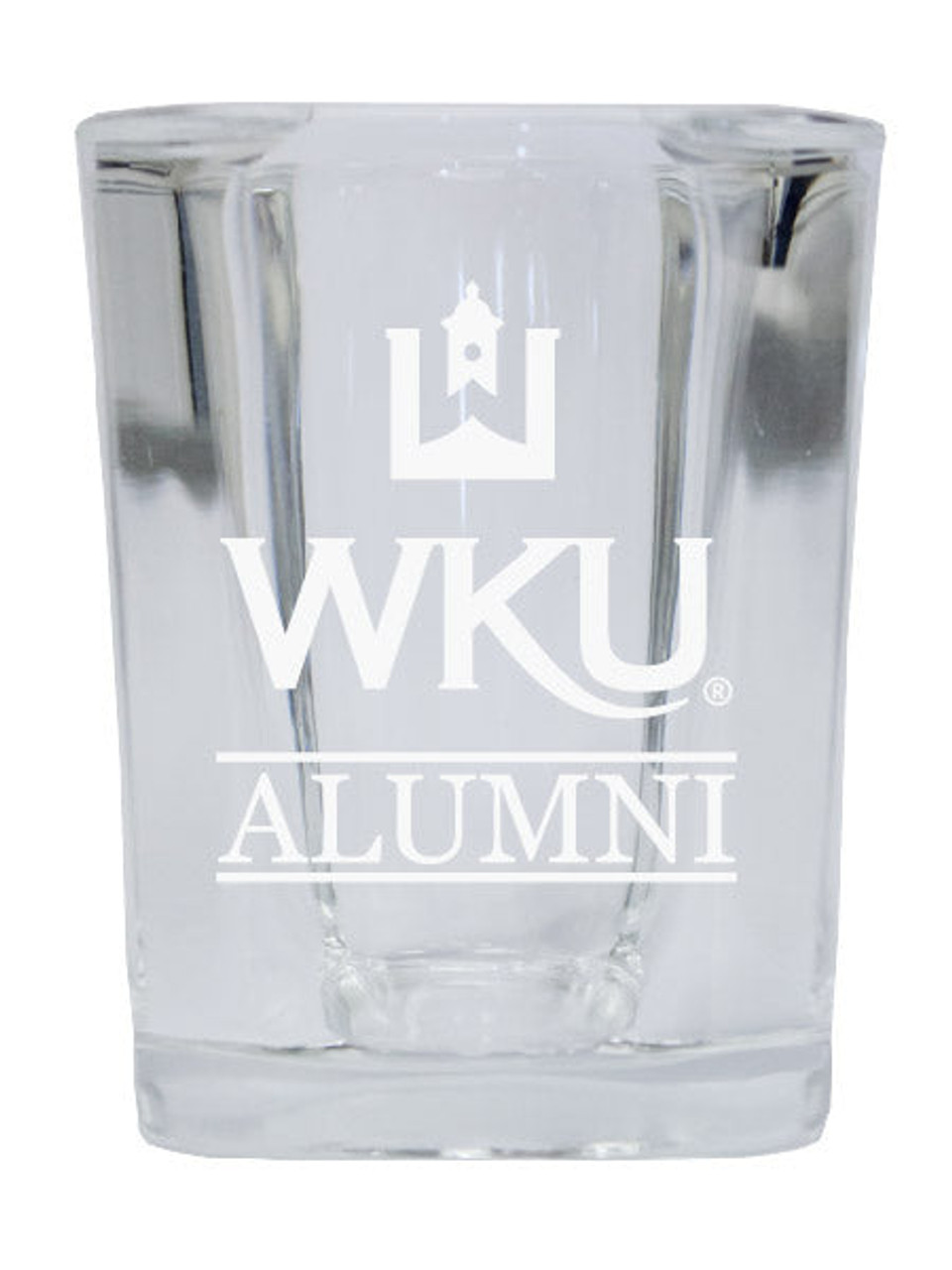 Western Kentucky Hilltoppers College Alumni 2 Ounce Square Shot Glass laser etched