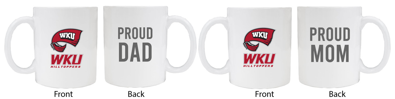 Western Kentucky Hilltoppers Proud Mom And Dad White Ceramic Coffee Mug 2 pack (White).