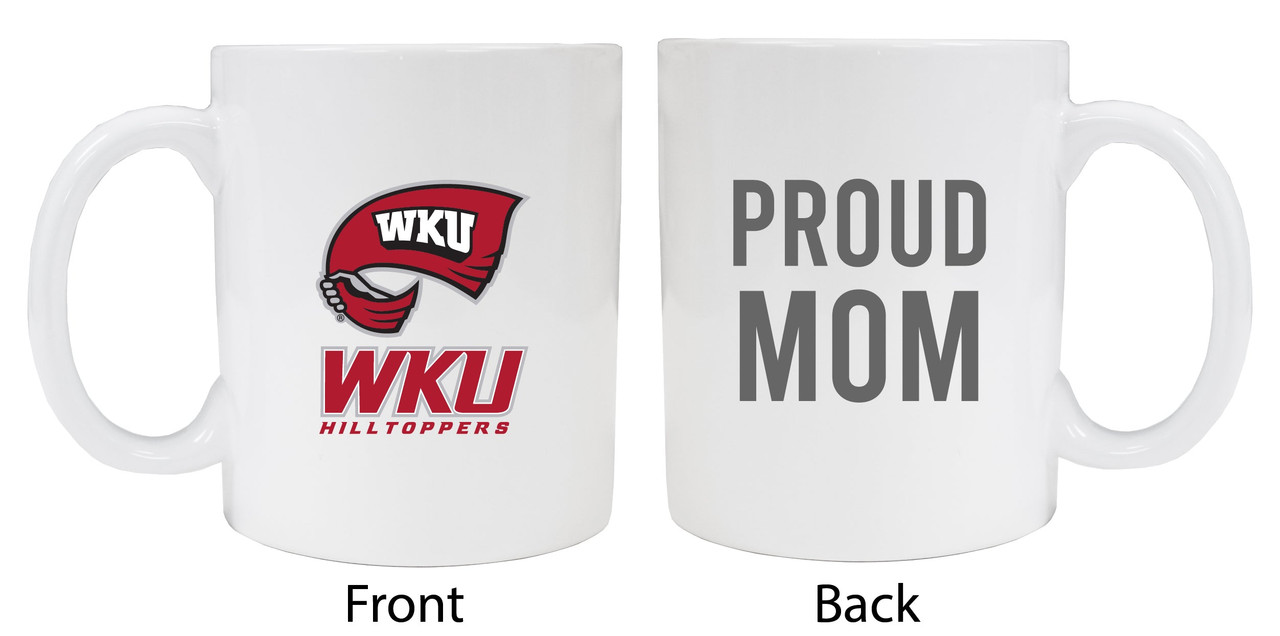 Western Kentucky Hilltoppers Proud Mom White Ceramic Coffee Mug 2-Pack (White).