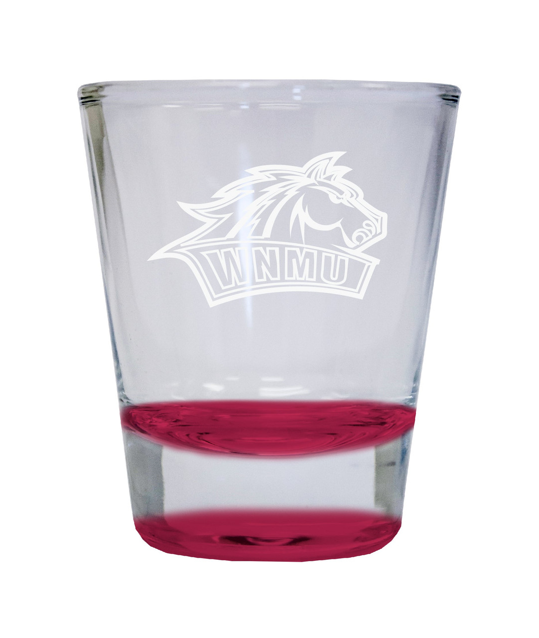 Western New Mexico University Etched Round Shot Glass 2 oz Red