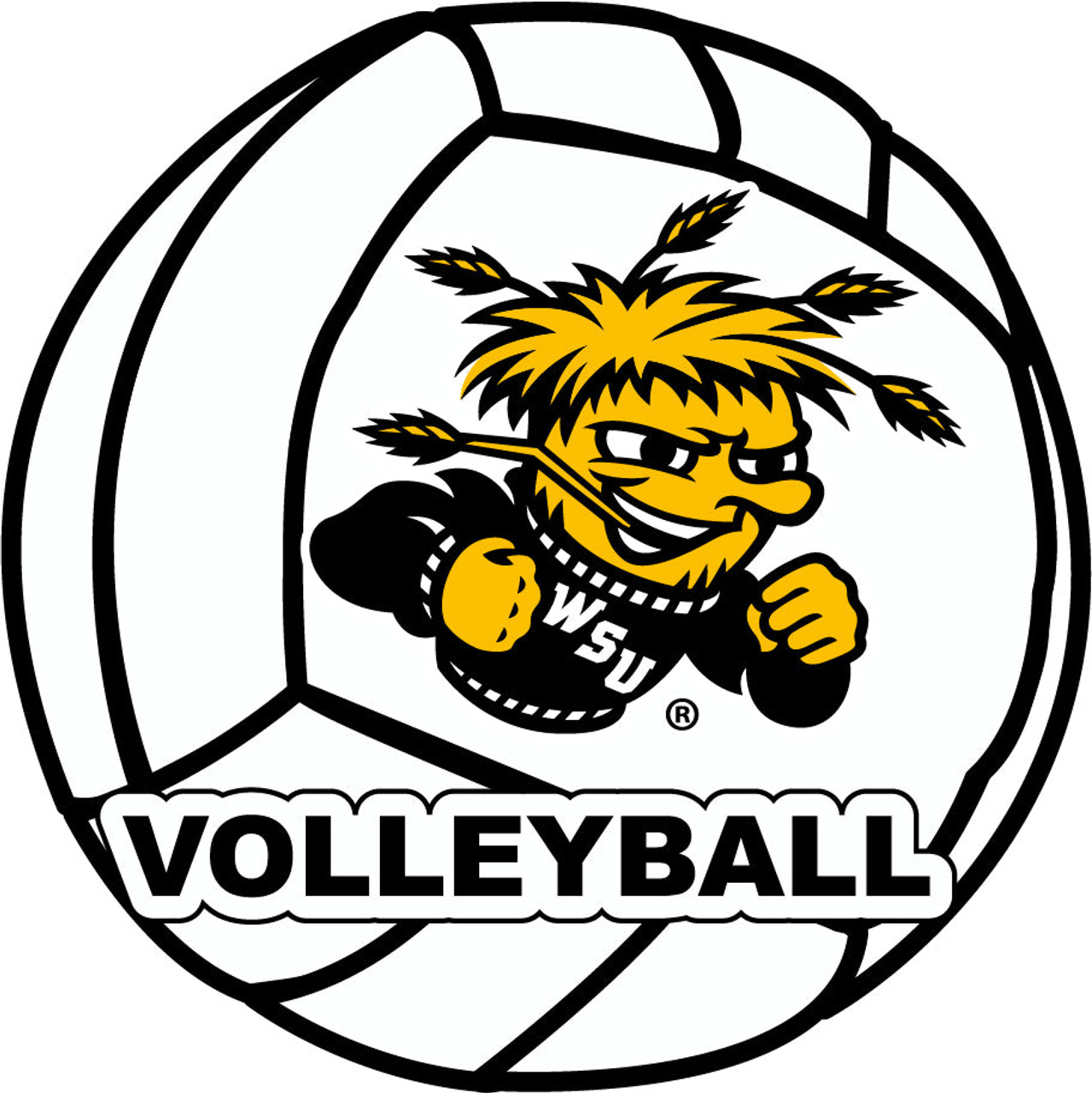 Wichita State Shockers 4-Inch Round Volleyball Vinyl Decal Sticker