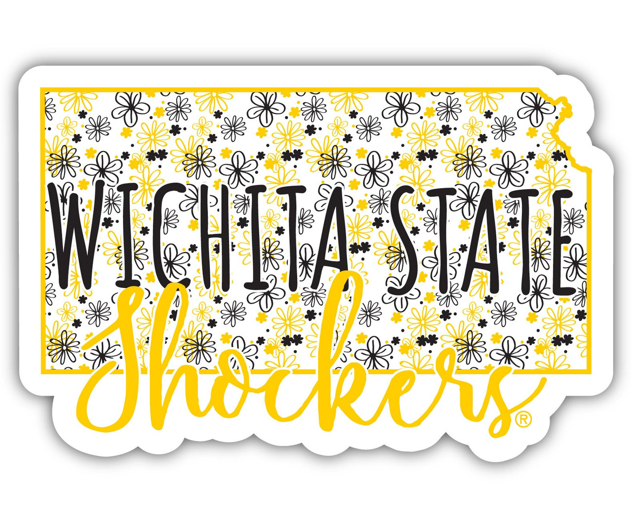 Wichita State Shockers Floral State Die Cut Decal 4-Inch