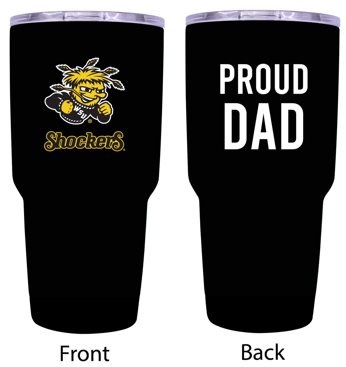 Wichita State Shockers Proud Dad 24 oz Insulated Stainless Steel Tumblers Black.