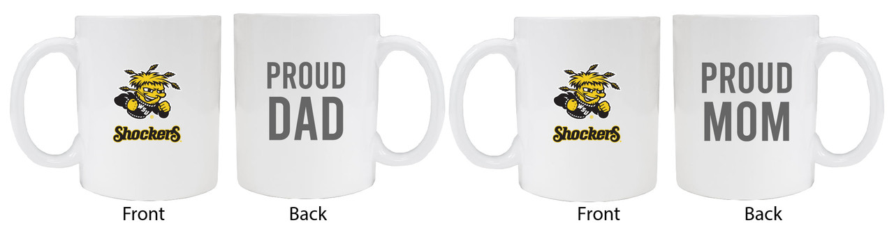 Wichita State Shockers Proud Mom And Dad White Ceramic Coffee Mug 2 pack (White).