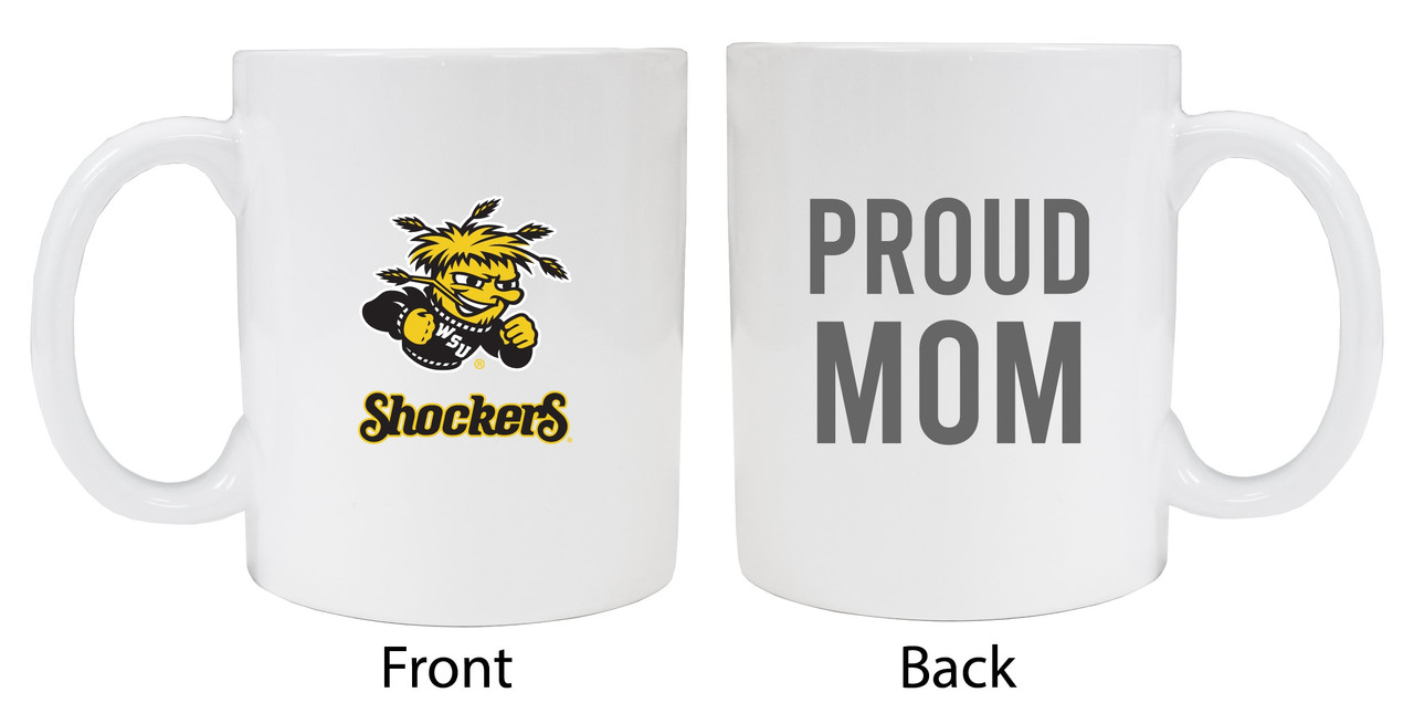 Wichita State Shockers Proud Mom White Ceramic Coffee Mug (White).