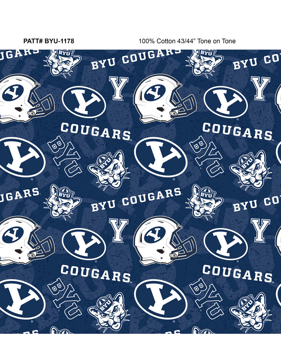 BYU University Tone on Tone Cotton FabricSold by the Yard College