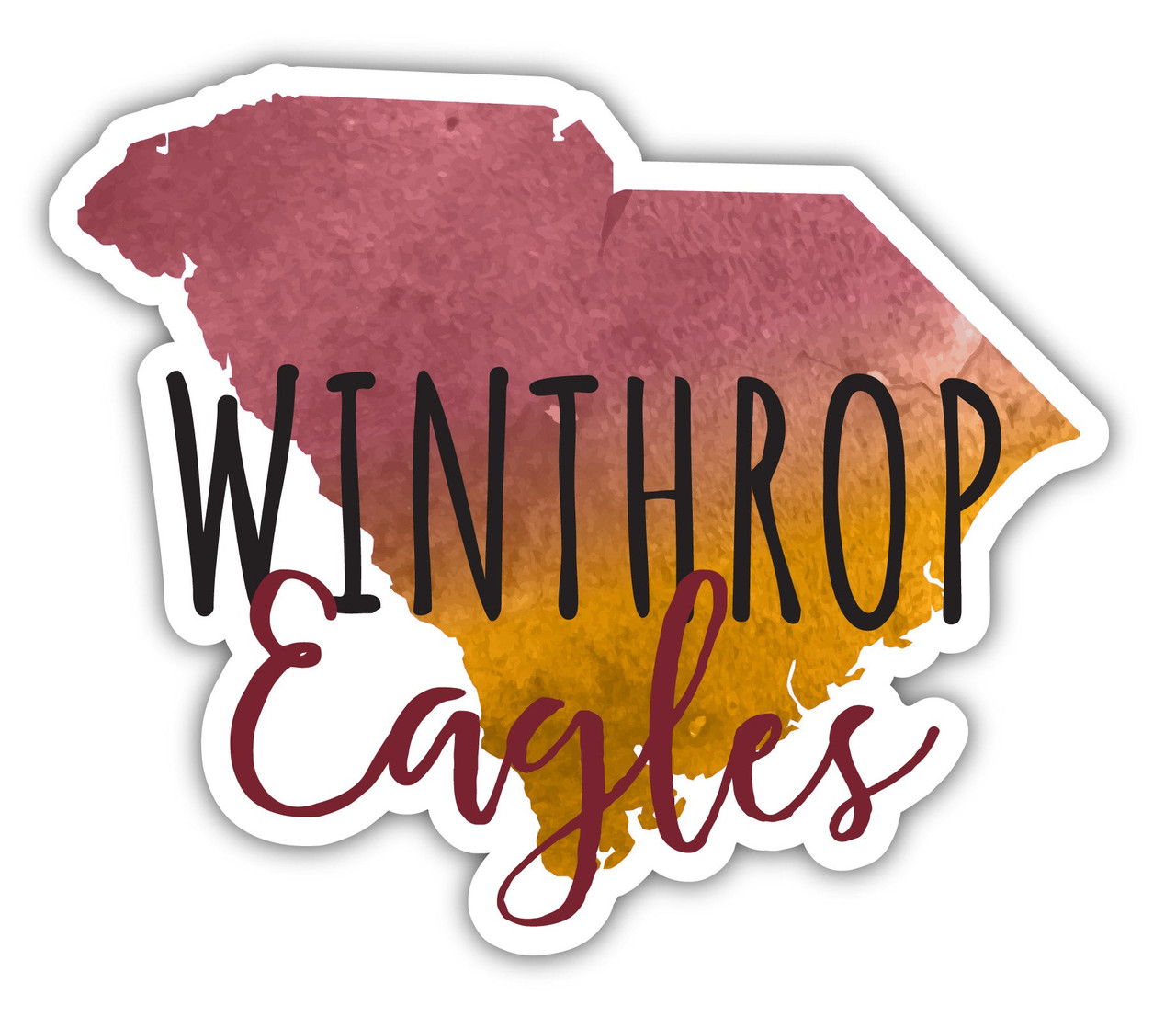 Winthrop University Watercolor State Die Cut Decal 2-Inch