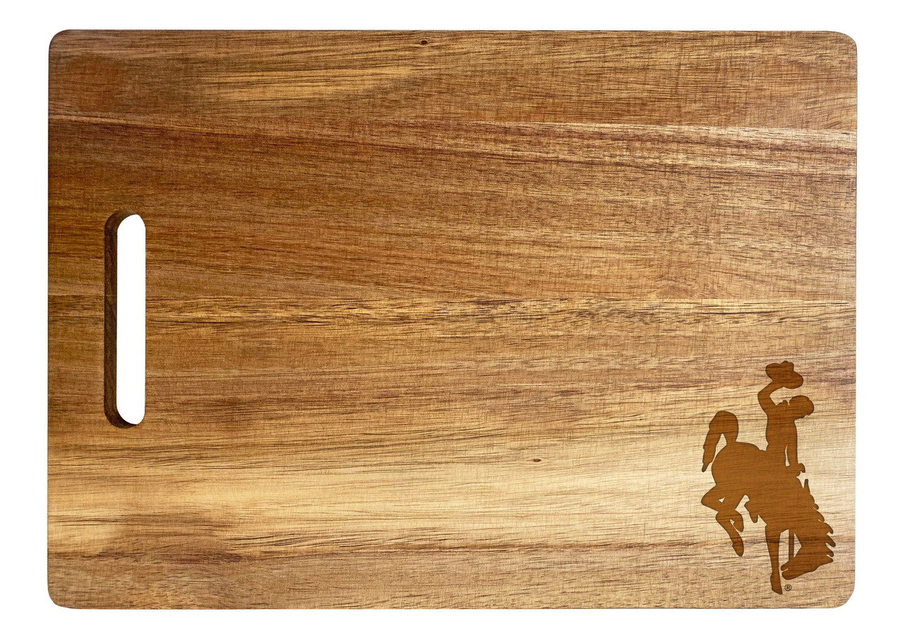 Wyoming Cowboys Engraved Wooden Cutting Board 10" x 14" Acacia Wood