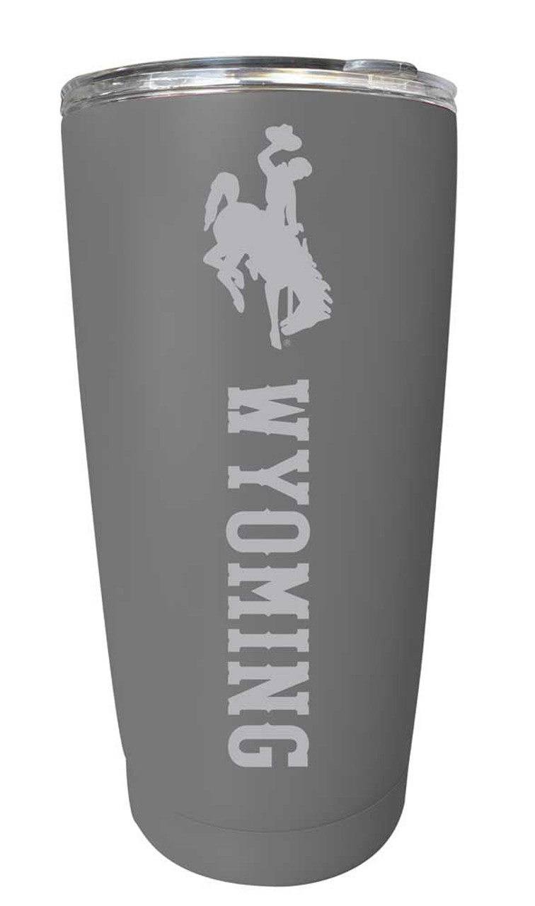 Wyoming Cowboys Etched 16 oz Stainless Steel Tumbler (Gray)