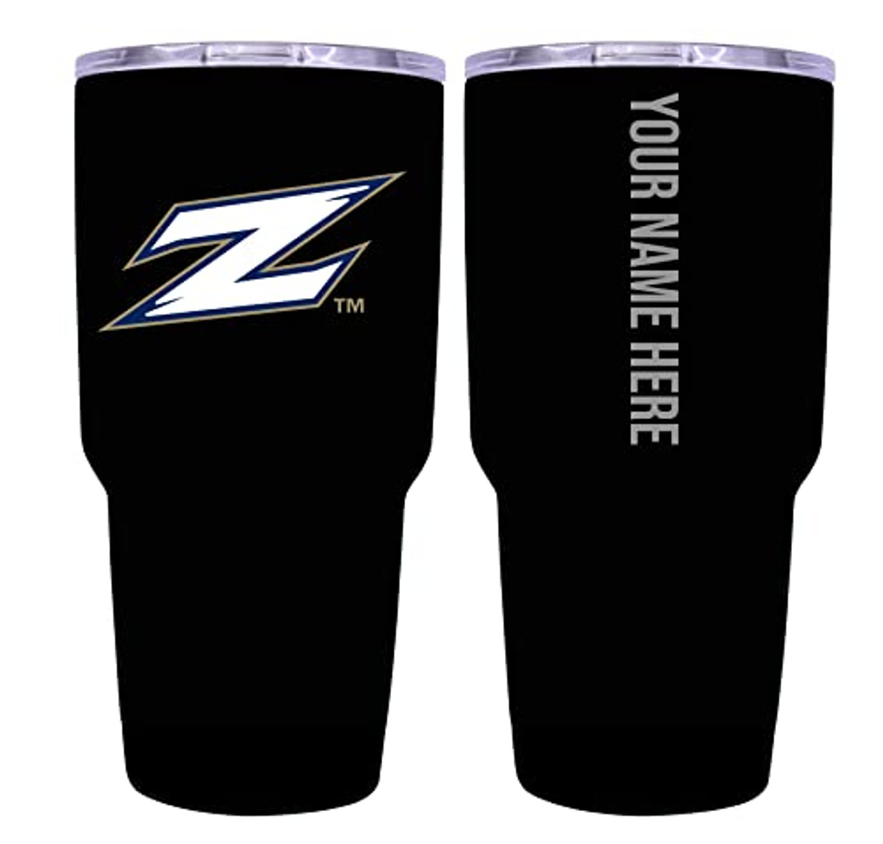 Collegiate Custom Personalized Akron Zips, 24 oz Insulated Stainless Steel Tumbler with Engraved Name (Black)