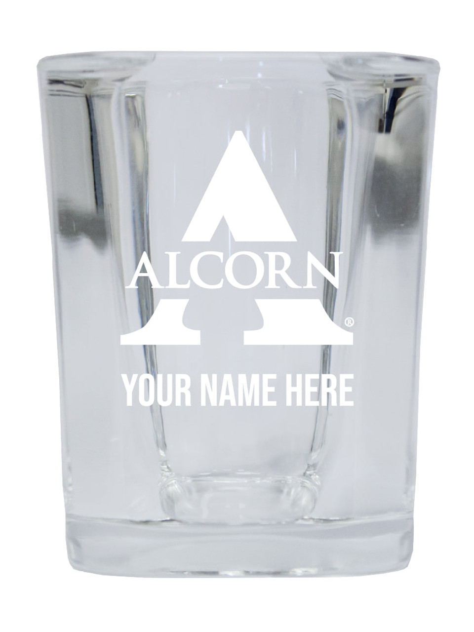 Personalized Customizable Alcorn State Braves Etched Stemless Shot Glass 2 oz With Custom Name